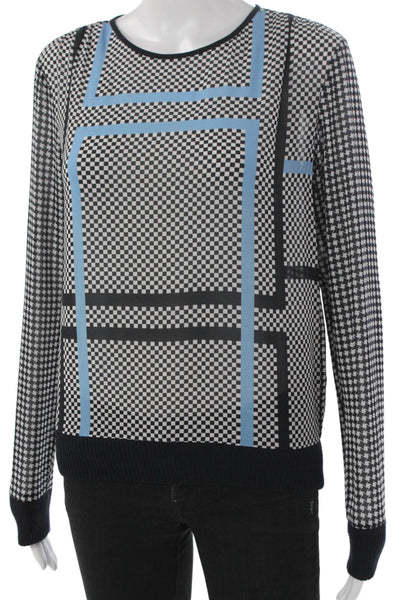 Michael Michael Kors Women Pullover Black Check Polyester Long Sleeve Size XS