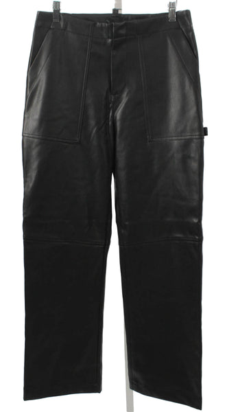 Renuar Womens Black Polyurethane Cargo Pants Zip Inseam 30 Size 40