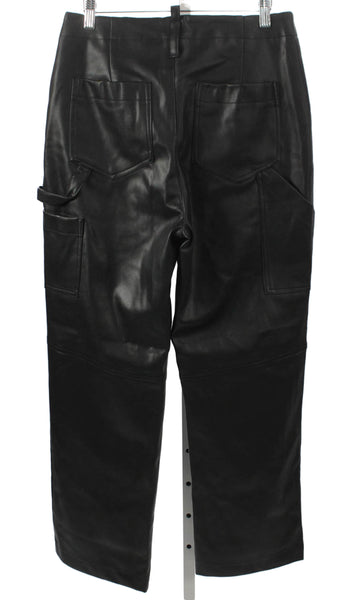 Renuar Womens Black Polyurethane Cargo Pants Zip Inseam 30 Size 40