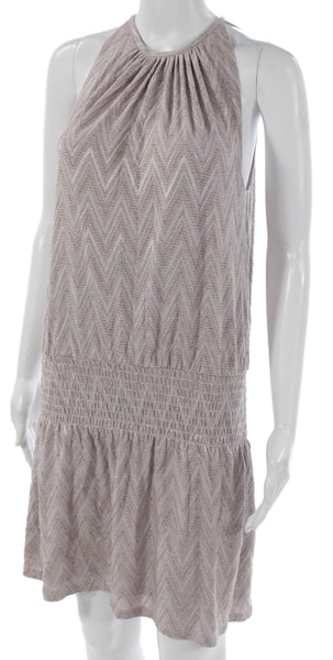 Ramy Brook Women Purple Tank Dress Cotton Chevron Halter Sleeveless Size XS