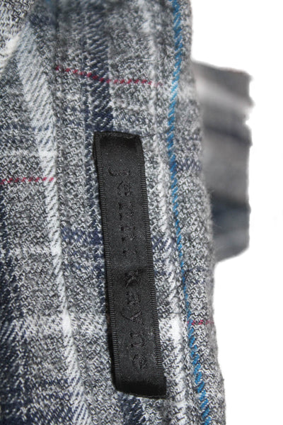 Jenni Kayne Womens Button-Up Gray Cotton Plaid Collared Long Sleeve Size S