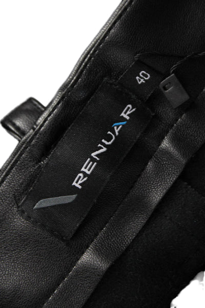 Renuar Womens Black Polyurethane Cargo Pants Zip Inseam 30 Size 40