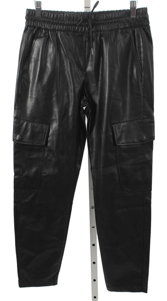 Zara Womens Black Cargo Pants Drawstring Polyurethane Size S