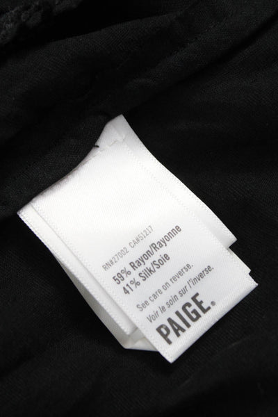 Paige Women Cropped Blouse Black Rayon V-Neck Long Sleeve Geometric Size 2