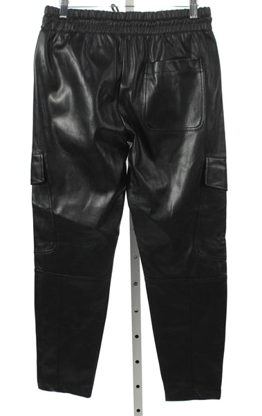 Zara Womens Black Cargo Pants Drawstring Polyurethane Size S