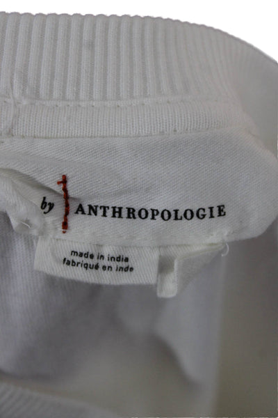 Anthropologie Womens Basic T-Shirt White Cotton Crew Neck Short Sleeve Size M