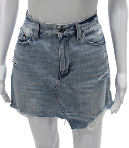 Pistola Womens A-Line Short Cotton Skirt Blue Button Closure Size 30