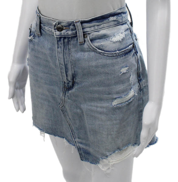 Pistola Womens A-Line Short Cotton Skirt Blue Button Closure Size 30