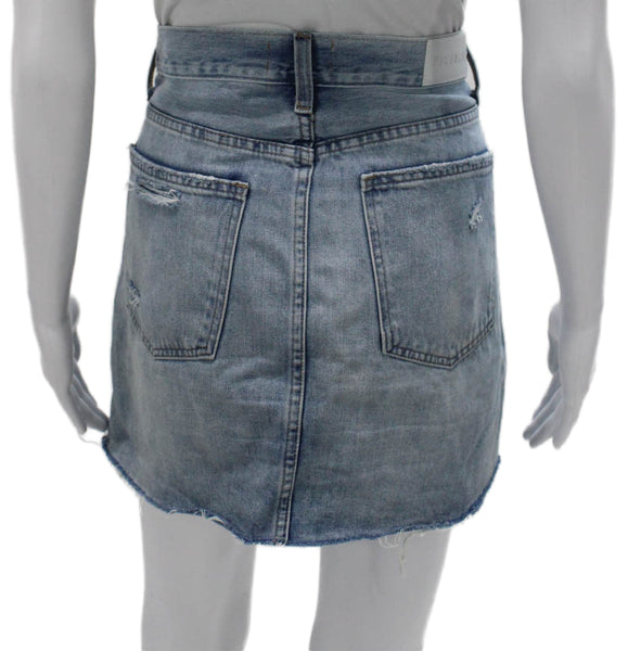 Pistola Womens A-Line Short Cotton Skirt Blue Button Closure Size 30
