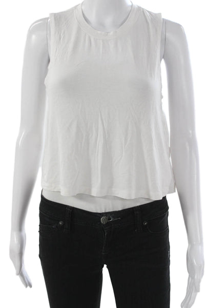 Carbon 38 Womens Cropped White Cotton Sleeveless Tank Round Neck Size S