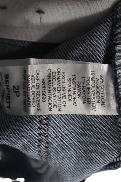 Wit & Wisdom Womens Cropped High Rise Blue Cotton Blend Jeans Size 2P