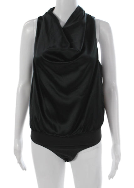 Cami NYC Womens One Piece Silk V Neck Sleeveless Bodysuit Black Size S