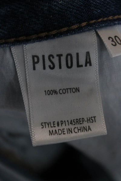 Pistola Womens A-Line Short Cotton Skirt Blue Button Closure Size 30