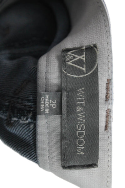 Wit & Wisdom Womens Cropped High Rise Blue Cotton Blend Jeans Size 2P