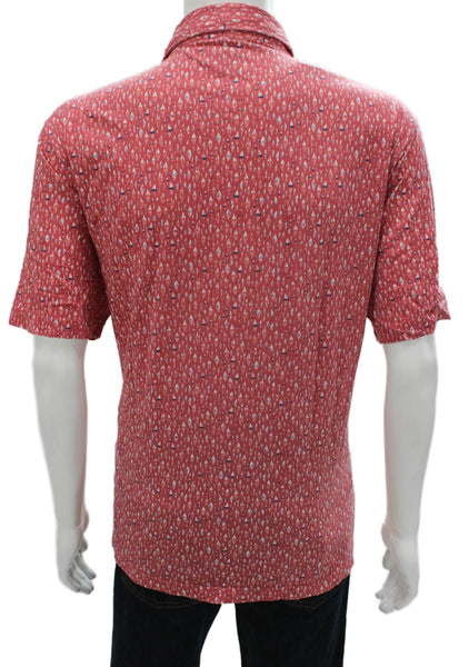 Peter Millar Mens Red Graphic Pima Cotton Polo Shirt Short Sleeve Size 2XL
