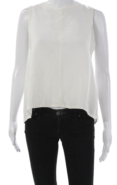 Rag & Bone Jean Womens White Linen Sleeveless Basic Tank Round Neck Zip Size XS