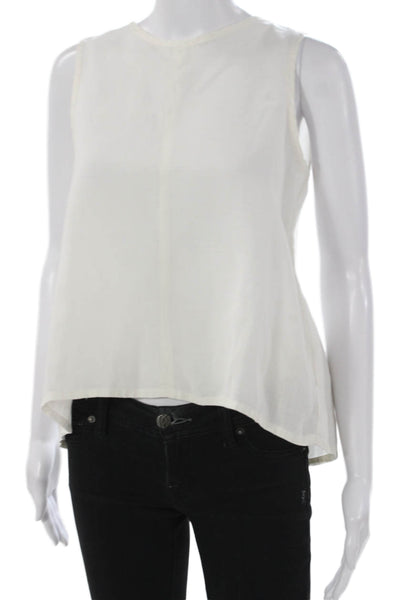 Rag & Bone Jean Womens White Linen Sleeveless Basic Tank Round Neck Zip Size XS
