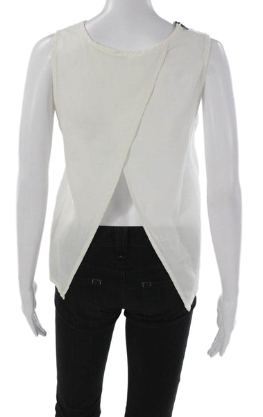 Rag & Bone Jean Womens White Linen Sleeveless Basic Tank Round Neck Zip Size XS