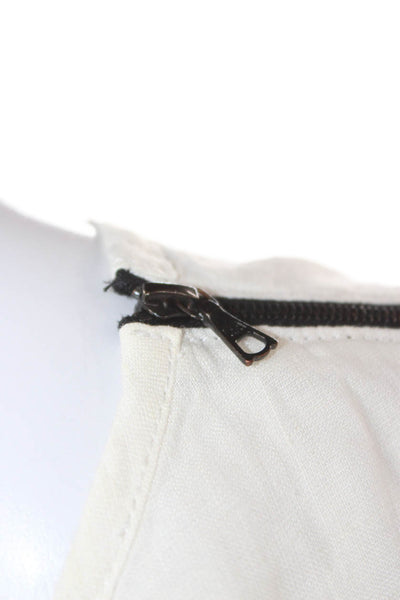 Rag & Bone Jean Womens White Linen Sleeveless Basic Tank Round Neck Zip Size XS