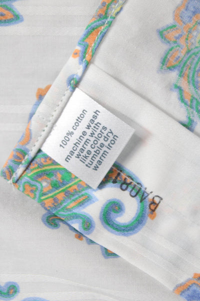 Paul Fredrick Mens Cotton Paisley Print Button Down Shirt White Size S