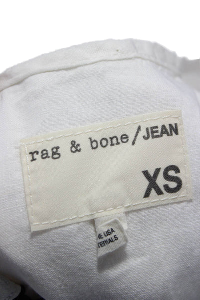 Rag & Bone Jean Womens White Linen Sleeveless Basic Tank Round Neck Zip Size XS