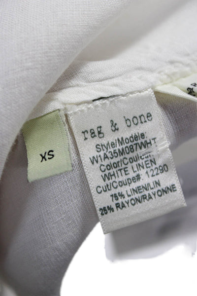Rag & Bone Jean Womens White Linen Sleeveless Basic Tank Round Neck Zip Size XS