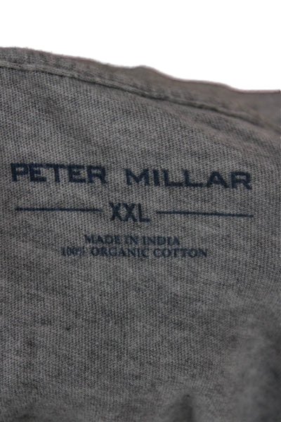 Peter Millar Mens T-Shirt Gray Organic Cotton Crew Neck Short Sleeve Size 2XL