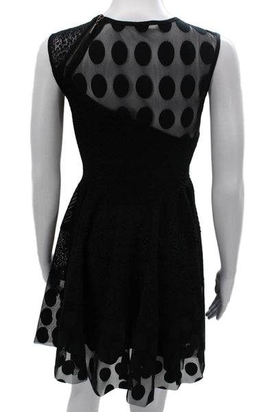 Ramy Brook Womens Fit & Flare Pants Black Polka Dot Zip Polyester Size 4
