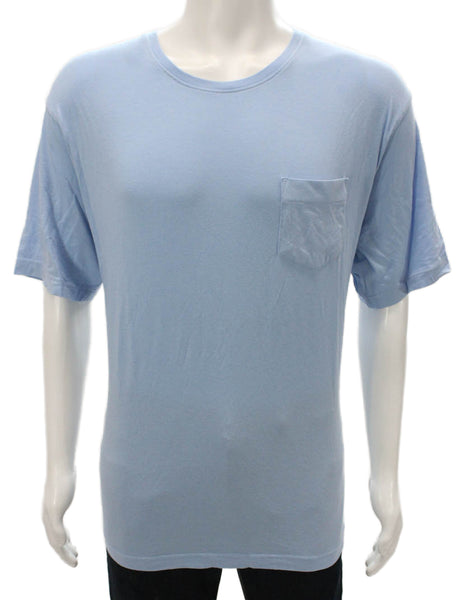 Peter Millar Mens Blue Crew Neck Short Sleeve Organic Cotton Tee Size 2XL