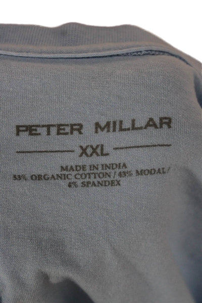 Peter Millar Mens Blue Crew Neck Short Sleeve Organic Cotton Tee Size 2XL