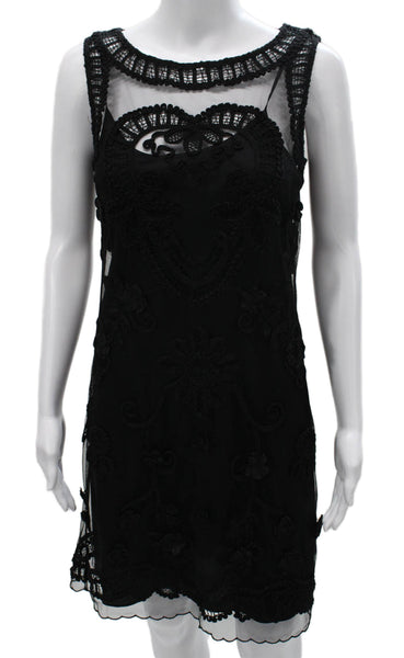 Alice by Temperley Women Shift Floral Black Knee-Length Dress Size 4