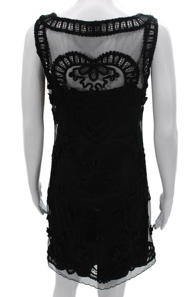 Alice by Temperley Women Shift Floral Black Knee-Length Dress Size 4