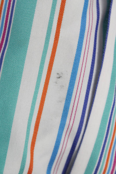 Paul Fredrick Mens Cotton Striped Print Button Down Shirt Green Size S