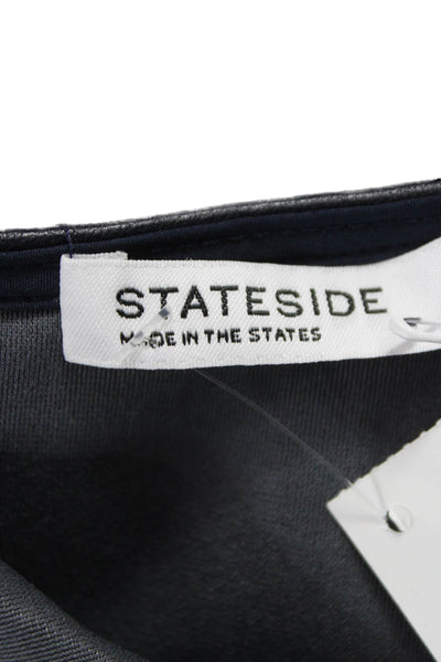 Stateside Women Cropped Tank Black Polyurethane Sleeveless Round Neck Size S