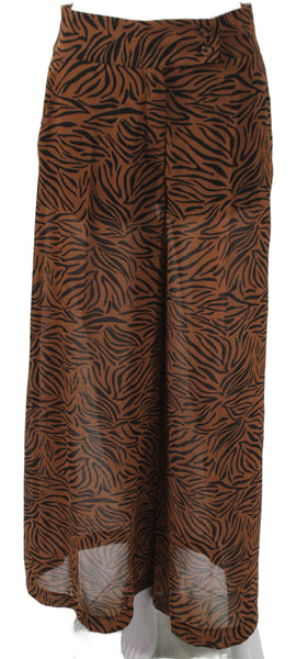 Zara Womens Dress Pants Brown Animal Print Polyester Zip Size S