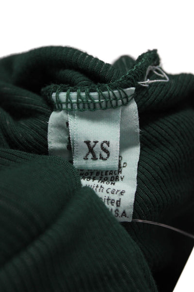 Michael Lauren Women Green Halter Long Sleeve Basic T-Shirt Rayon Size XS