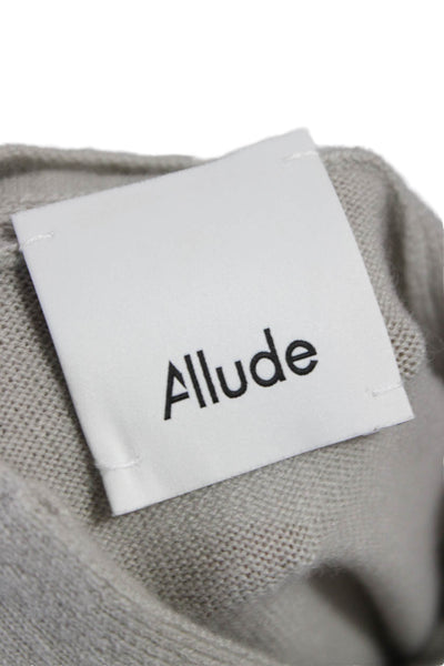 Allude Women Wool Cowl Neck Short Sleeve Basic T-Shirt Gray Size S