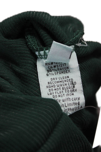 Michael Lauren Women Green Halter Long Sleeve Basic T-Shirt Rayon Size XS