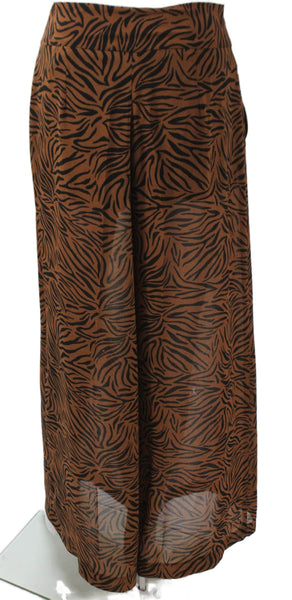 Zara Womens Dress Pants Brown Animal Print Polyester Zip Size S