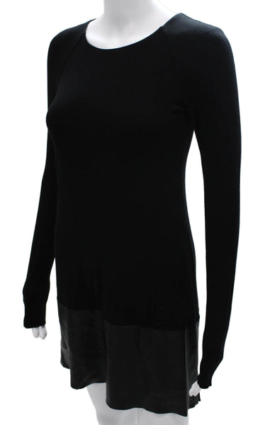 Bailey 44 Women Sweater Dress Black Long Sleeve Round Neck Pullover Size S