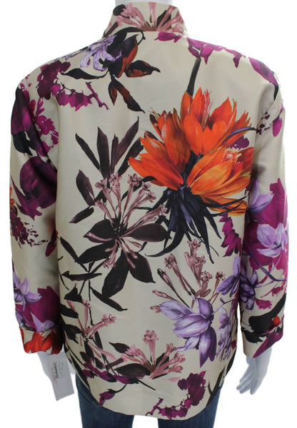 Caroline Rose Women Kimono Blouse Multicolor Floral Long Sleeve Size XS