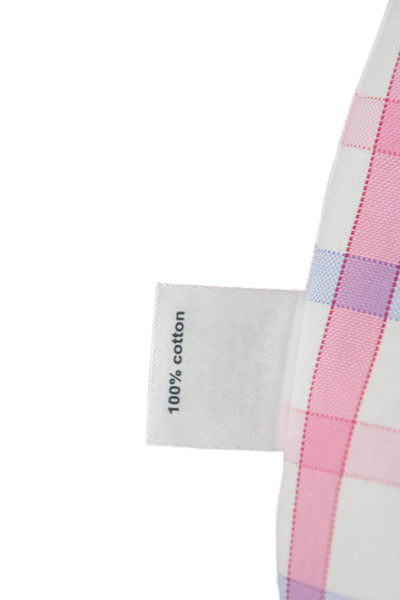 Paul Fredrick Mens Cotton Plaid Print Button Down Shirt Pink Size 32