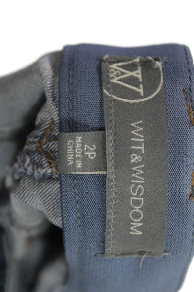 Wit & Wisdom Womens Cropped High Rise Blue Cotton Jeans Size 2P