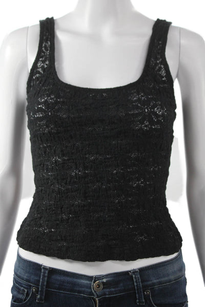 Rails Women Black Floral Cotton Square Neck Tank Petites Size 2XS