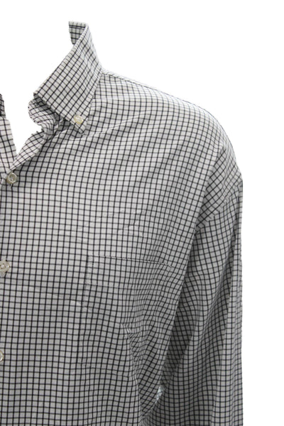 Peter Millar Mens Grid Print Long Sleeve Button Up Shirt Size 2XL