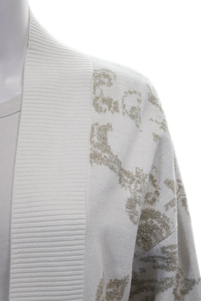 The H Edition Womens White Floral Collared Viscose Cardigan 3/4 Sleeve Size XS