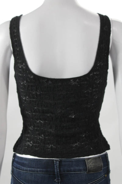 Rails Women Black Floral Cotton Square Neck Tank Petites Size 2XS