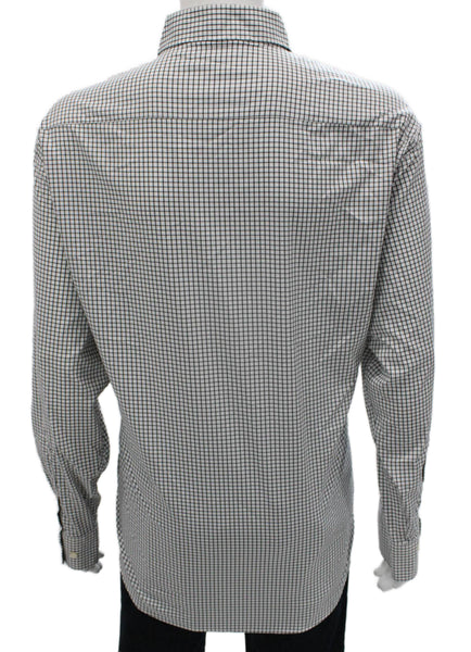 Peter Millar Mens Grid Print Long Sleeve Button Up Shirt Size 2XL