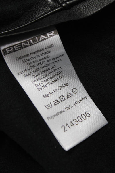 Renuar Women Basic Jacket Black Polyurethane Button Collar Long Sleeve Size 42
