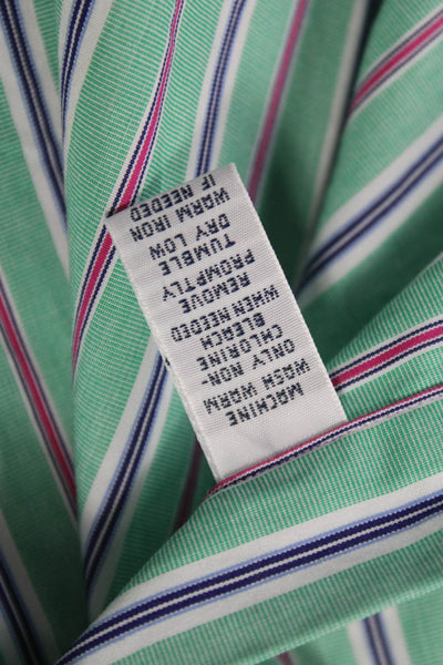 Polo Ralph Lauren Mens Cotton Striped Print Button Down Shirt Green Size M